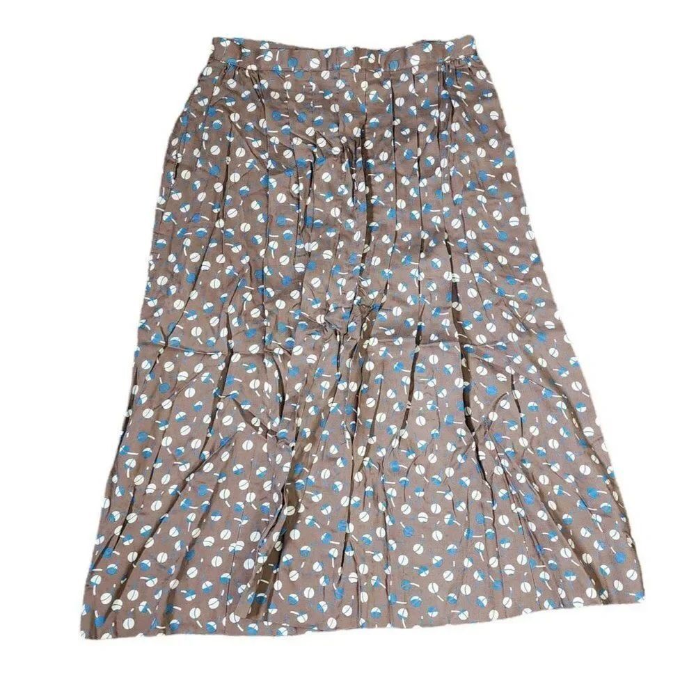 Vintage 70s Doncaster Pleated A-Line Skirt Womens Size S Brown Blue